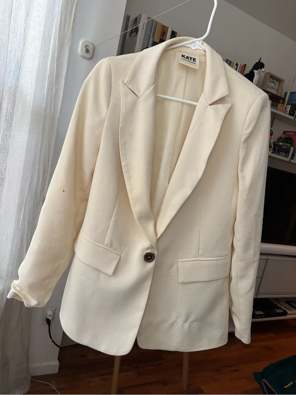 Cream Single-Button Women's Blazer
